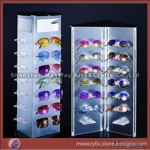 White acrylic sunglasses holder/display stand with light inside